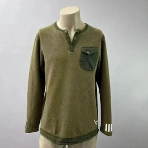 Adidas x White Mountaineering Shirt Medium Men Green Waffle Thermal Long Sleeve